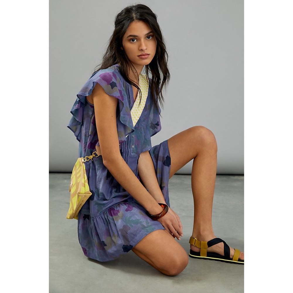 Anthropologie Giulietta Pintucked Mini Dress